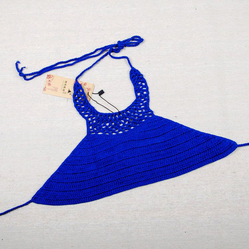 open back crochet bikini top, vacation beach swimsuit for women